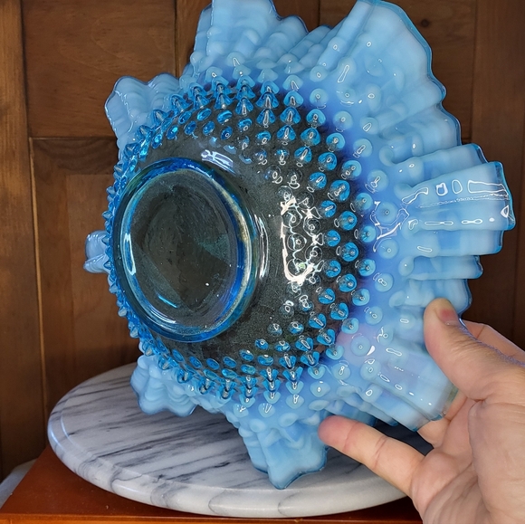 Fenton Blue Ruffled Bowl - Picture 7 of 11